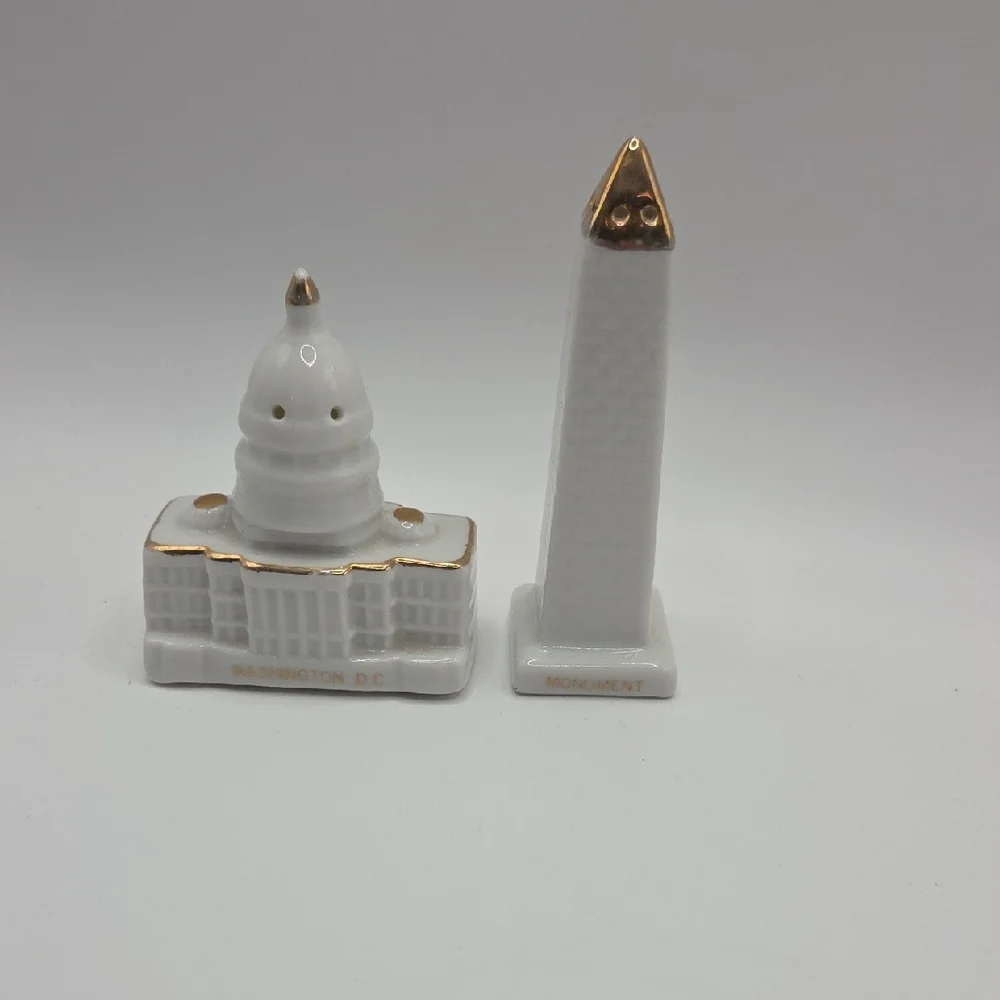 Salt And Pepper Shakers Vintage White and Gold Whitehouse